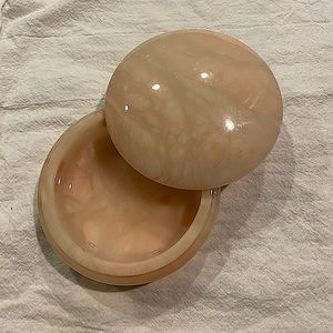 Genuine Alabaster Jewelry Box Swivel Lid Italy